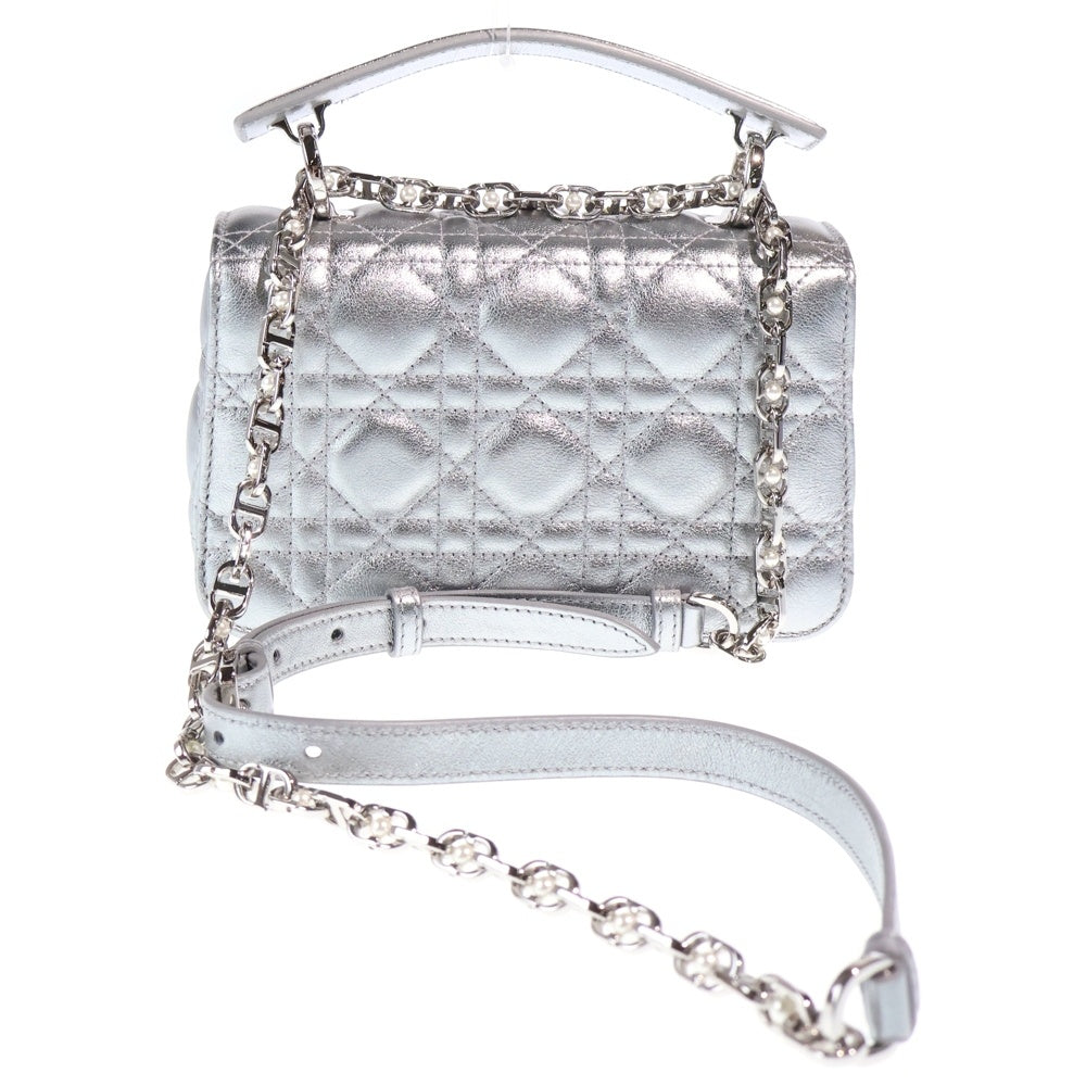 Christian Dior MONSIEUR(クリスチャンディオールムッシュ) ジョリートップハンドルバッグ 2WAYバッグ ショルダーバッグ ハンドバッグ ミニバッグ シルバー レザー レディース