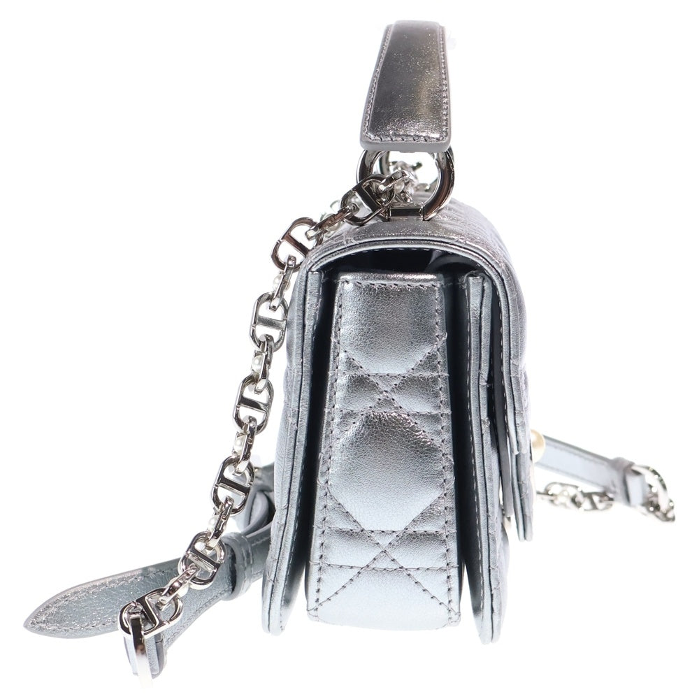 Christian Dior MONSIEUR(クリスチャンディオールムッシュ) ジョリートップハンドルバッグ 2WAYバッグ ショルダーバッグ ハンドバッグ ミニバッグ シルバー レザー レディース