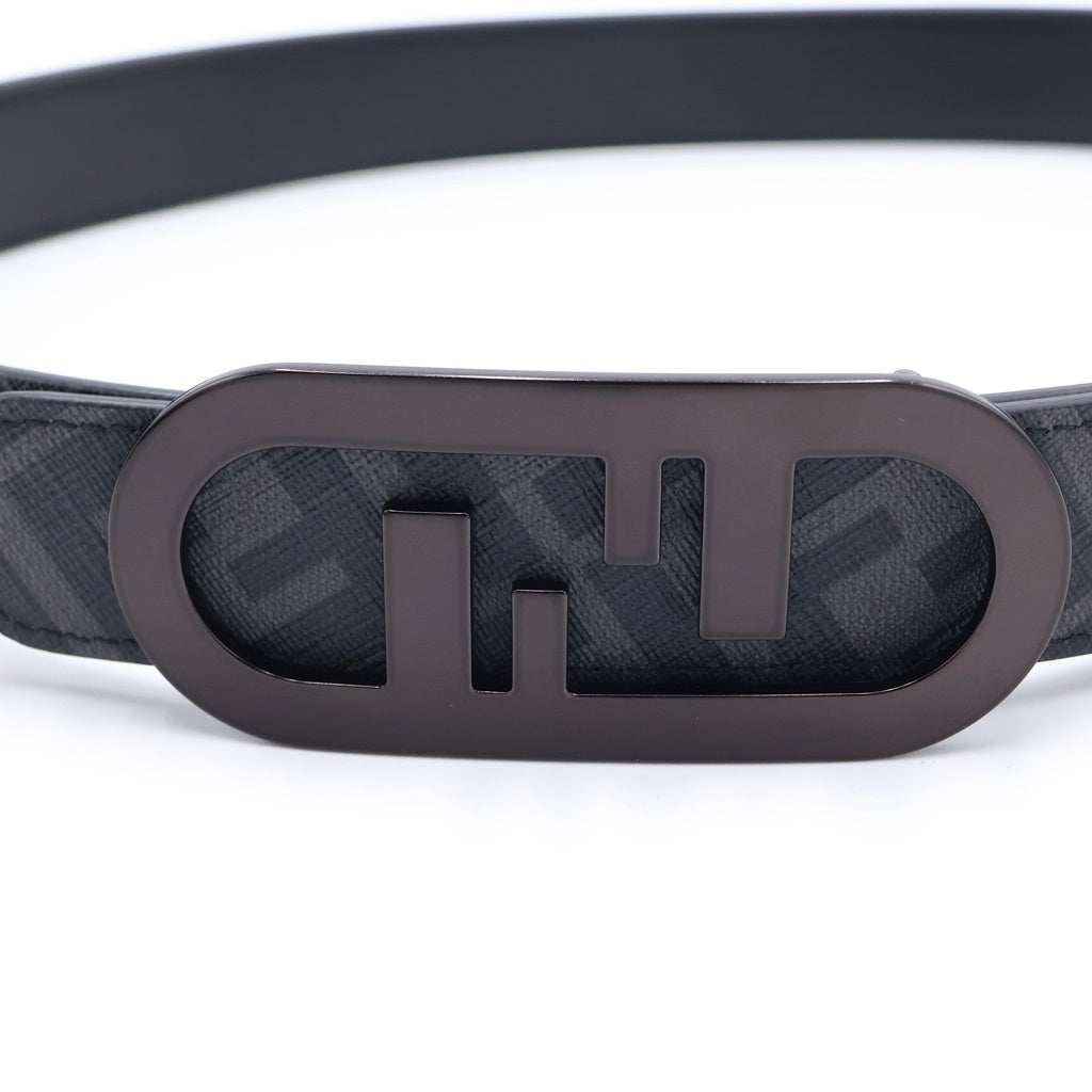 FENDI(フェンディ) ベルト リバーシブル ズッカ柄 ブラック レザー ブラック金具
