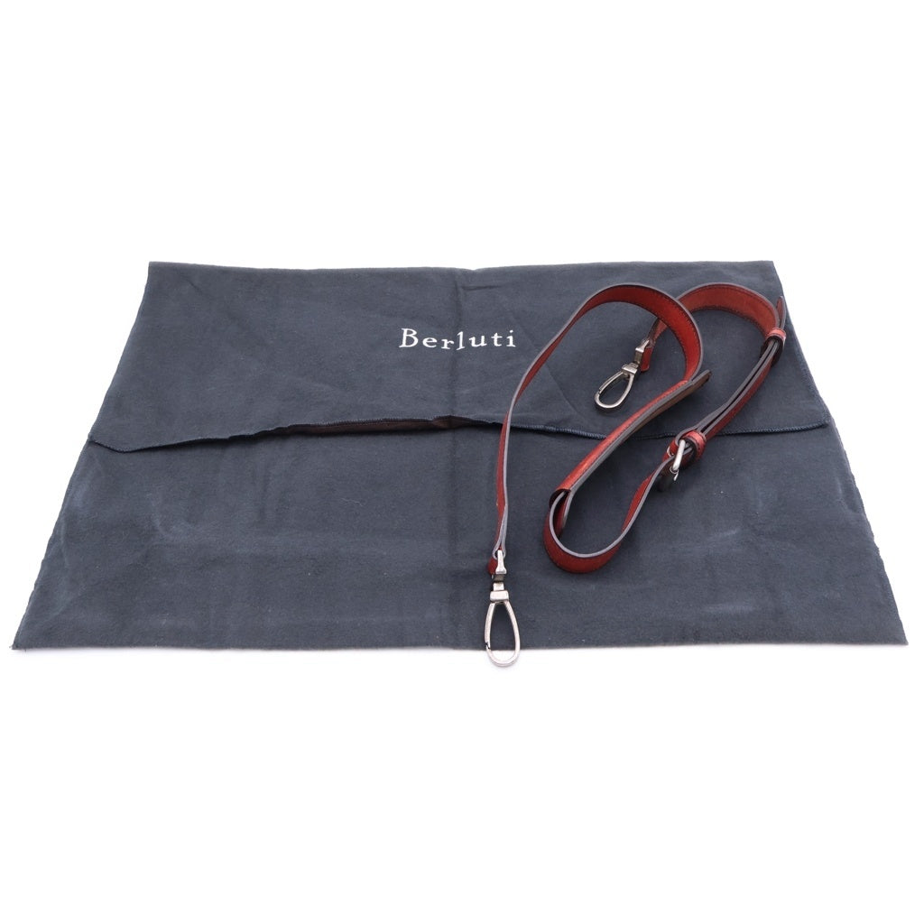 Berluti(ベルルッティ) トゥジュール ブリーフケース 2WAYバッグ ハンドバッグ ショルダーバッグ レッド レザー シルバー金具