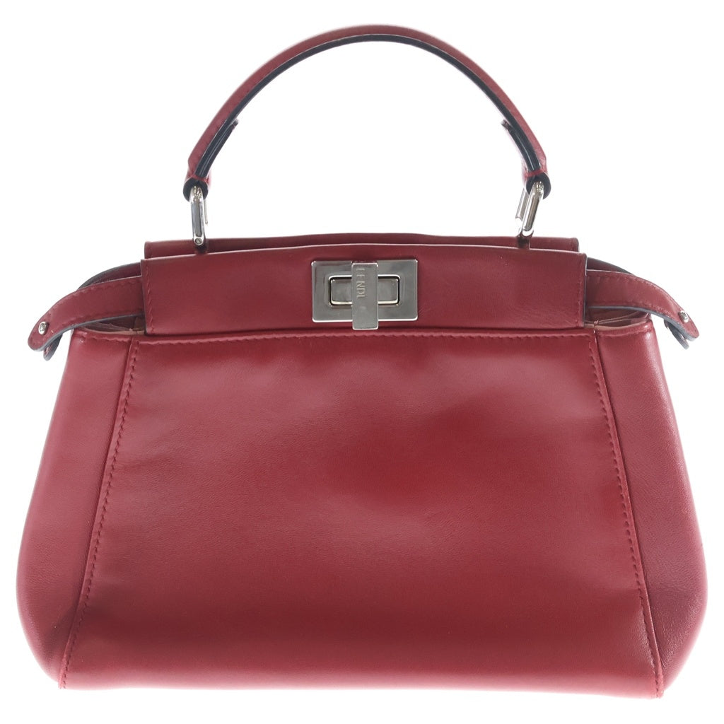 FENDI(フェンディ) ピーカブー ミニ モンスター 2WAYバッグ ハンドバッグ ショルダーバッグ ミニバッグ レッド レザー 8BN244 シルバー金具 レディース