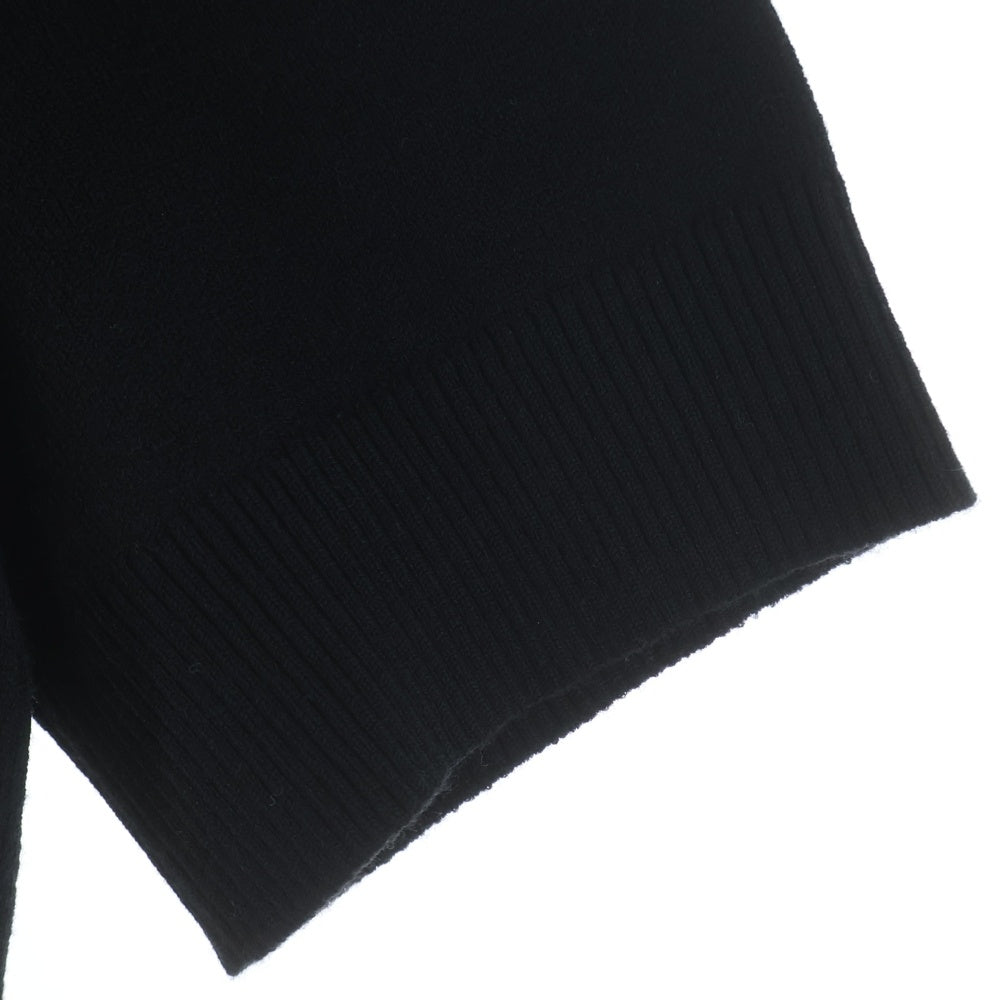 PATOU(パトゥー) 25SS ロゴジャガード クルーネック 半袖ニット セーター ブラック レディース 25S-KN222-8045