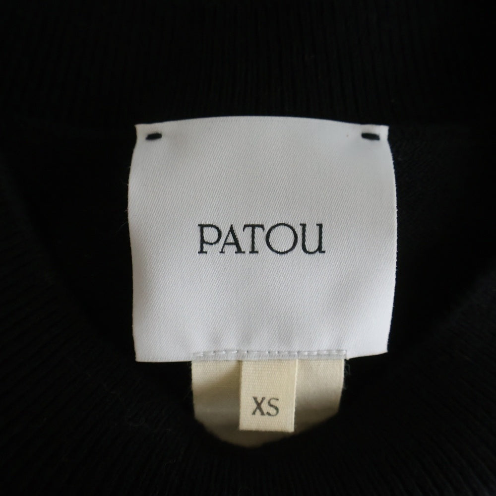 PATOU(パトゥー) 25SS ロゴジャガード クルーネック 半袖ニット セーター ブラック レディース 25S-KN222-8045