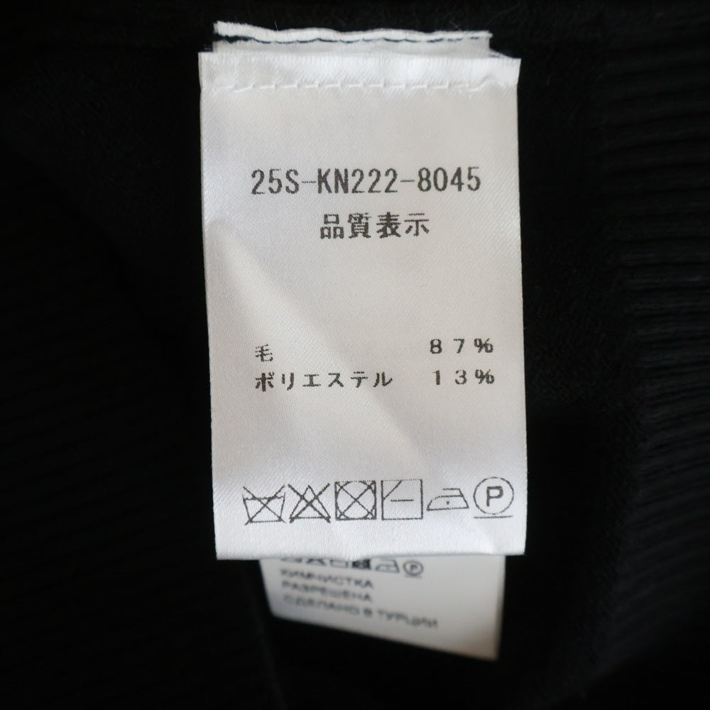 PATOU(パトゥー) 25SS ロゴジャガード クルーネック 半袖ニット セーター ブラック レディース 25S-KN222-8045