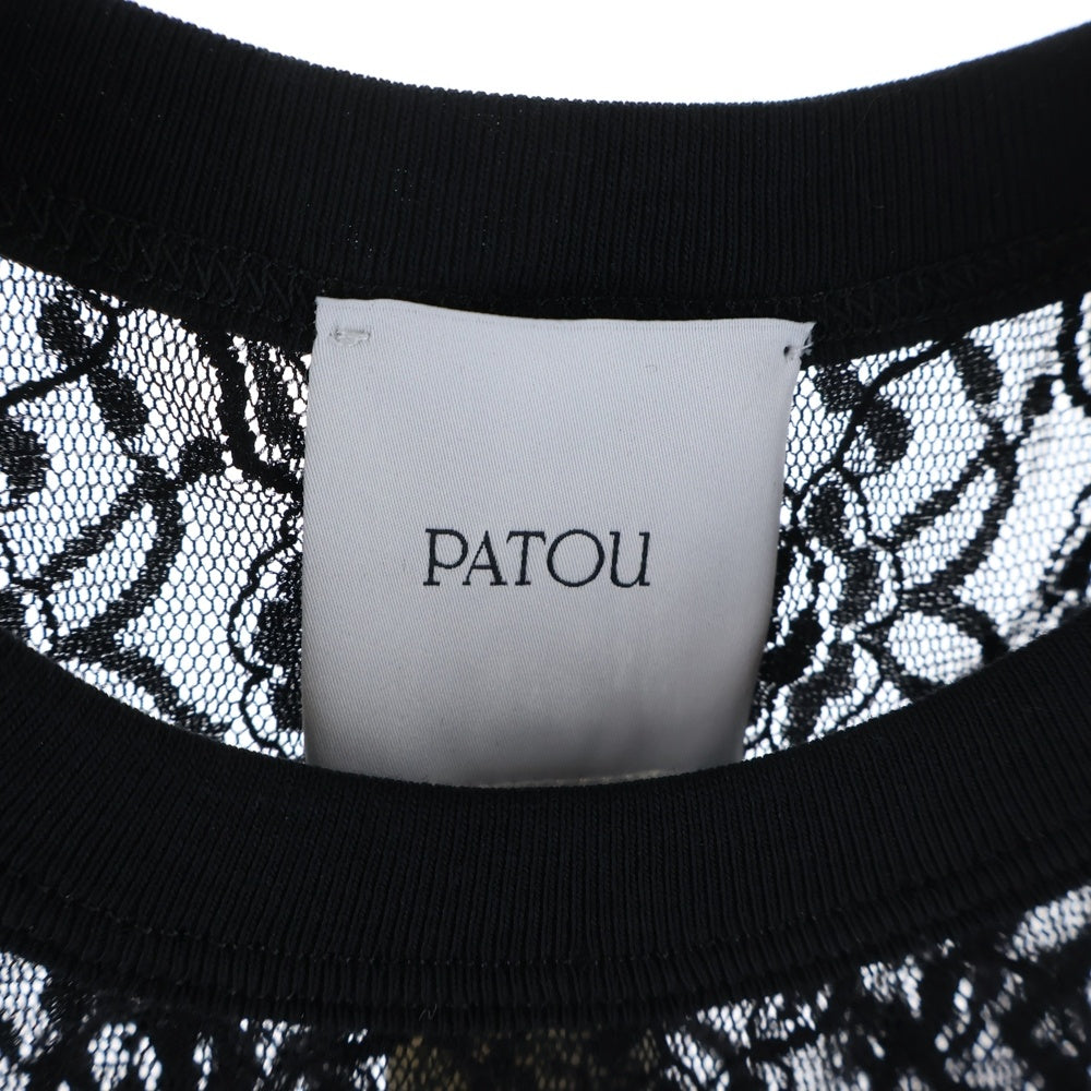 PATOU(パトゥー) 26SS ナイロン レース総柄 クルーネック 半袖Tシャツ カットソー ブラック レディース 26S-JE238-9965