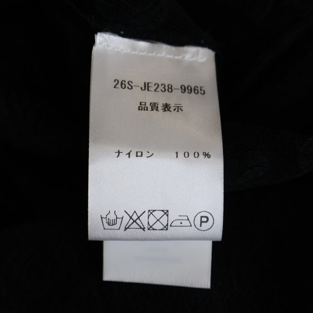 PATOU(パトゥー) 26SS ナイロン レース総柄 クルーネック 半袖Tシャツ カットソー ブラック レディース 26S-JE238-9965