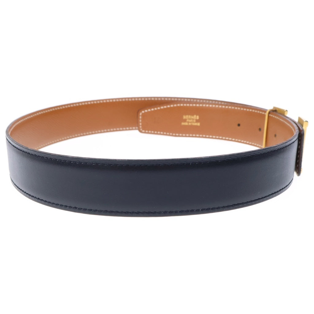 HERMES(エルメス) コンスタンス Hベルト ブラウン×ブラック レザー 〇Z刻印 ゴールド金具 レディース
