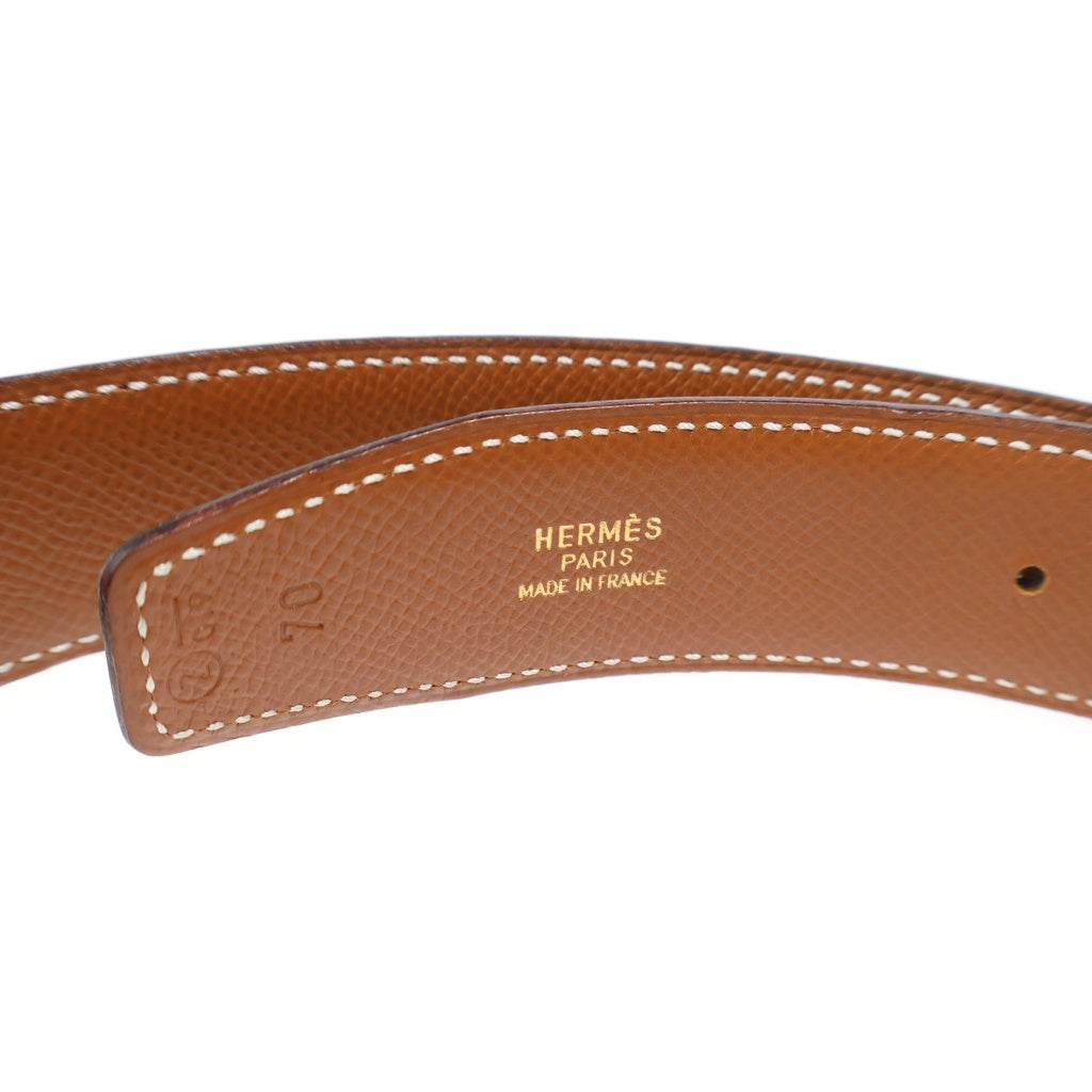 HERMES(エルメス) コンスタンス Hベルト ブラウン×ブラック レザー 〇Z刻印 ゴールド金具 レディース