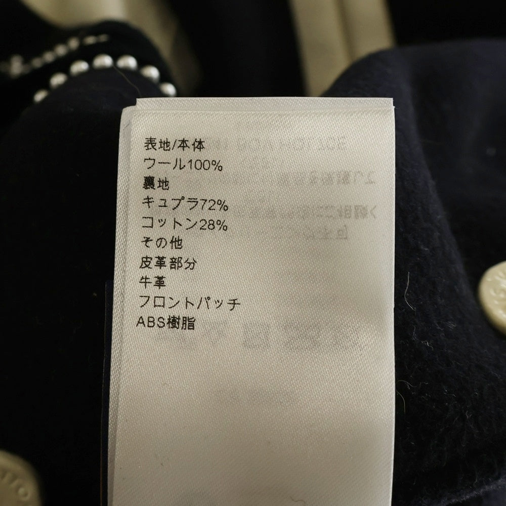 LOUIS VUITTON(ルイヴィトン) 24SS ファレル バーシティ アームレザー スタジャン ジャケット ウール ブラック#52 RM241 BQV HQL70E
