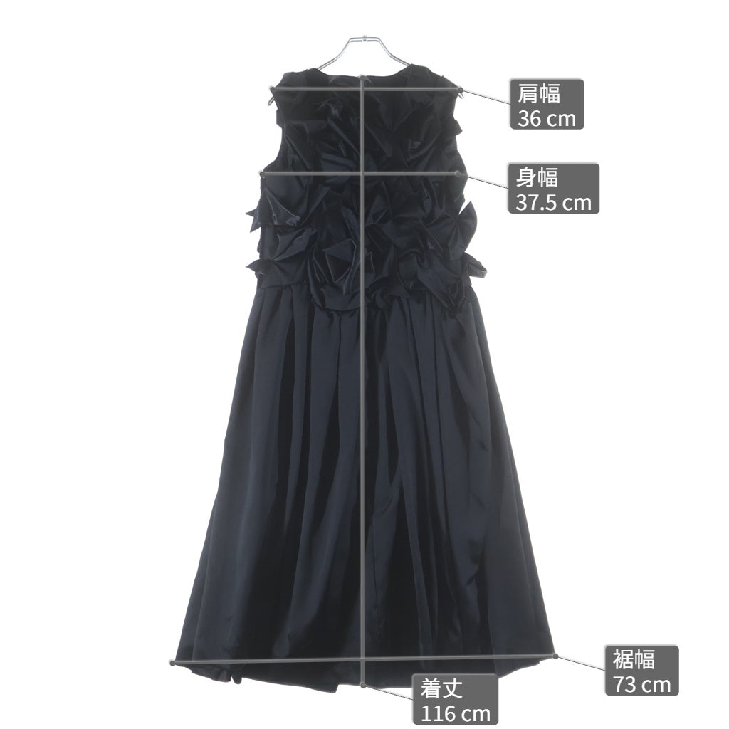 COMME des GARCONS(コムデギャルソン) 25AW AD2025 エステルサテン ノースリーブ フリル ロング ワンピース ブラック レディース GP-O13