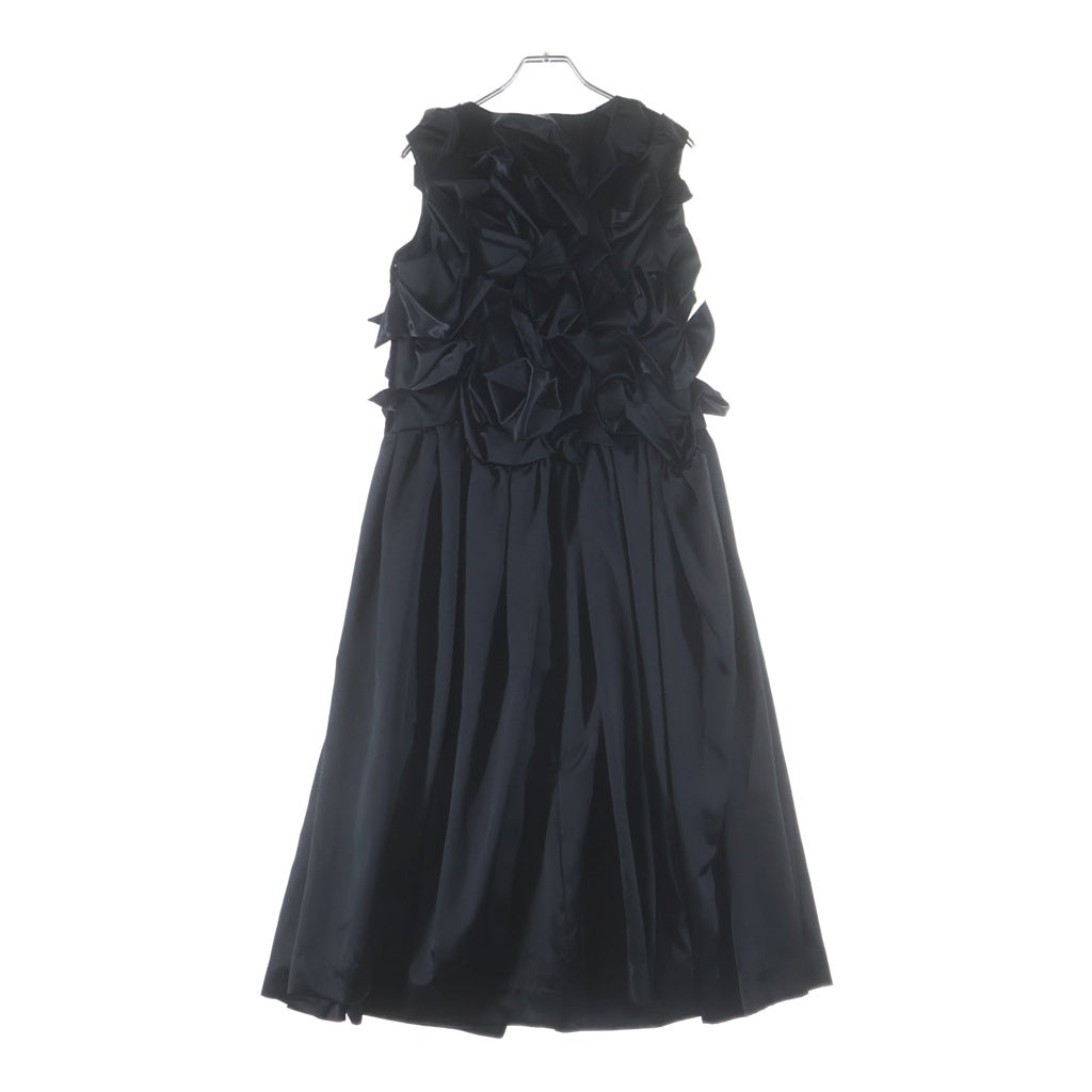 COMME des GARCONS(コムデギャルソン) 25AW AD2025 エステルサテン ノースリーブ フリル ロング ワンピース ブラック レディース GP-O13