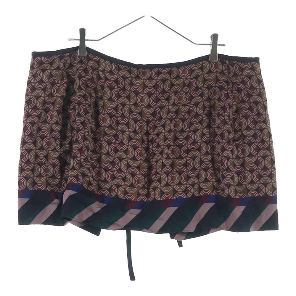 DRIES VAN NOTEN(ドリスヴァンノッテン) 総柄プリント シルク ラップ ミニスカート ブラウン レディース 855.010605-2212-977
