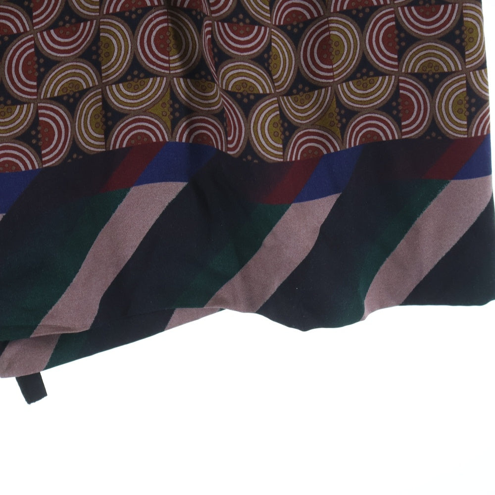 DRIES VAN NOTEN(ドリスヴァンノッテン) 総柄プリント シルク ラップ ミニスカート ブラウン レディース 855.010605-2212-977
