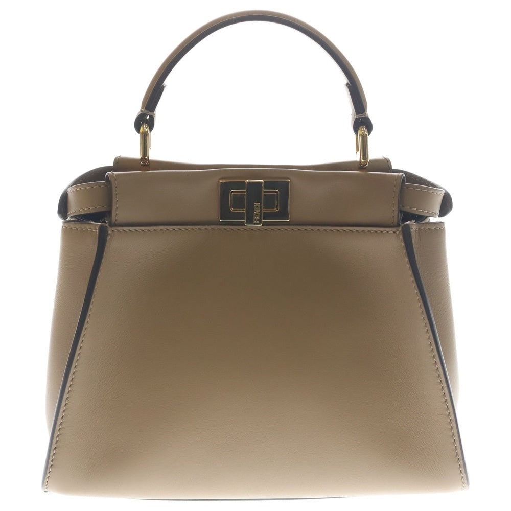 FENDI(フェンディ) ピーカブー ミニ 2WAYバッグ ハンドバッグ ショルダーバッグ ベージュ カーフレザー 8BN244 ゴールド金具 レディース