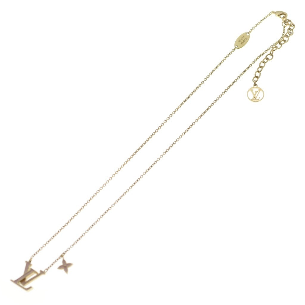 LOUIS VUITTON(ルイヴィトン) コリエ・LV アイコニック ネックレス ペンダント チェーン ゴールド/ピンク エナメル/GP 5.5g M01215 レディース