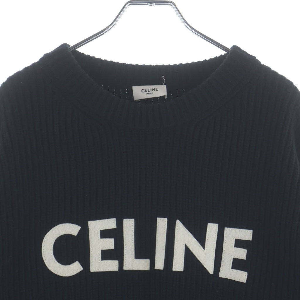 CELINE(セリーヌ) ロゴ オーバーサイズ リブ編みニット ブラック ウール 2A19R423P レディース