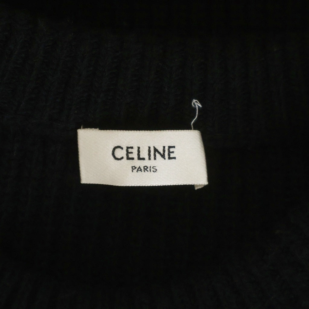 CELINE(セリーヌ) ロゴ オーバーサイズ リブ編みニット ブラック ウール 2A19R423P レディース