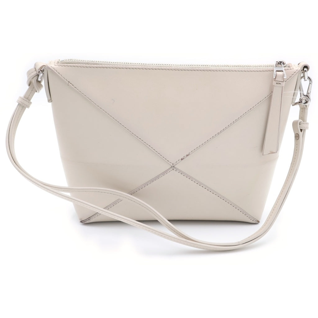 LOEWE(ロエベ) パズル フォルド ポーチ ショルダーバッグ ミニバッグ ポーチ ケース ホワイト レザー シルバー金具 レディース