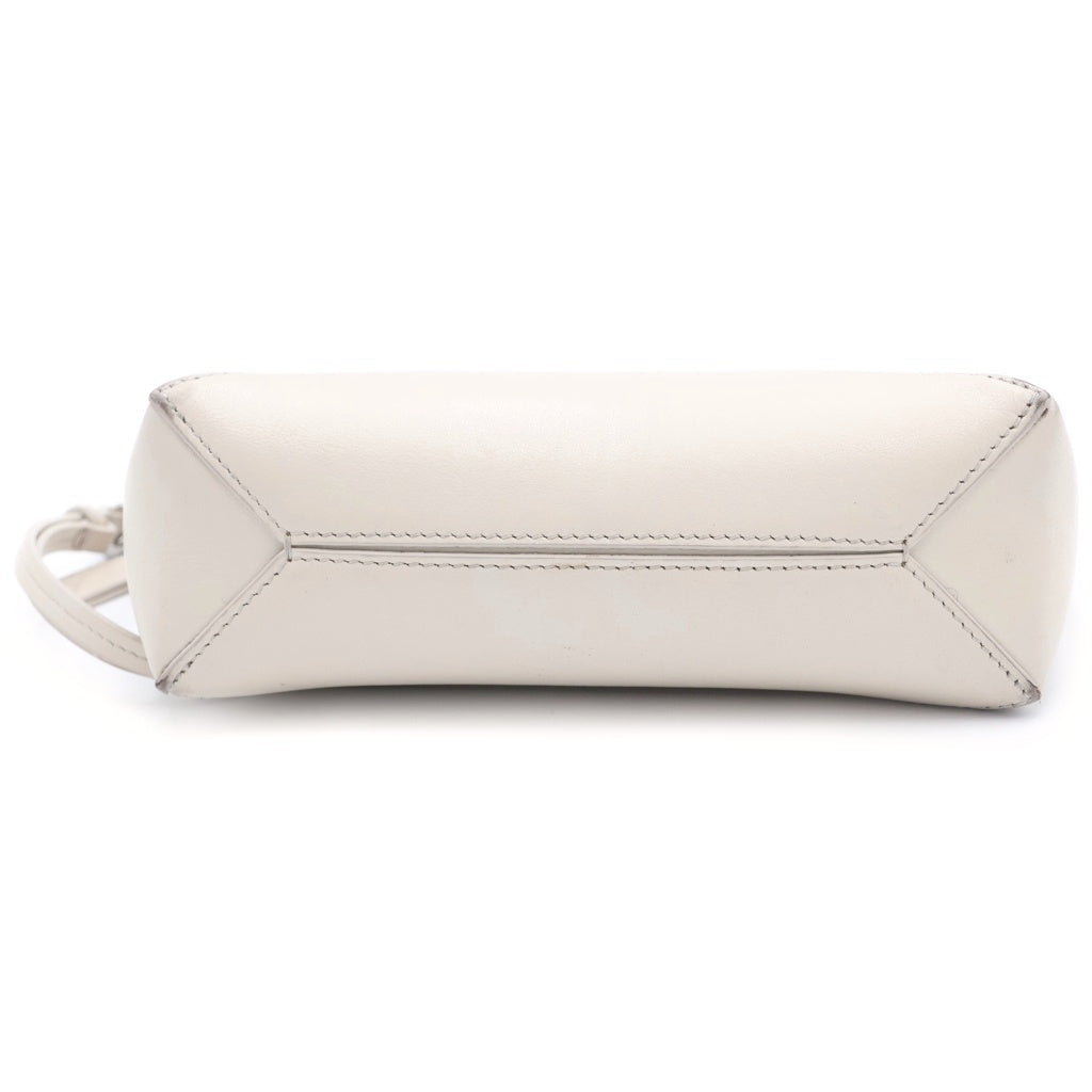LOEWE(ロエベ) パズル フォルド ポーチ ショルダーバッグ ミニバッグ ポーチ ケース ホワイト レザー シルバー金具 レディース