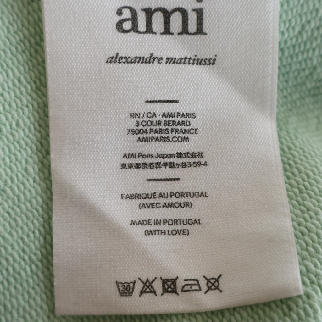 ami paris(アミパリス) ハートロゴ刺繍 プルオーバースウェット トレーナー ライトグリーン レディース