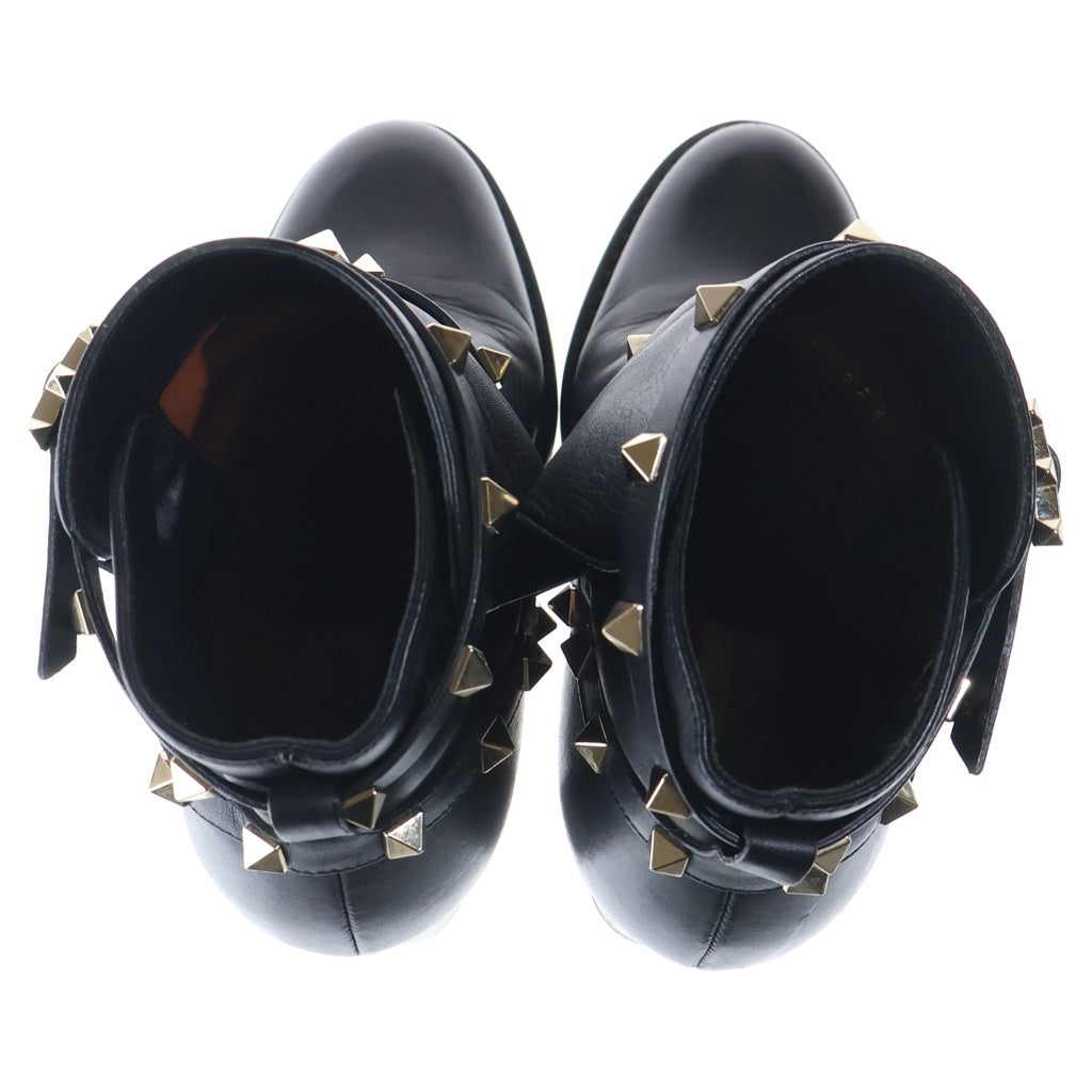 VALENTINO(ヴァレンティノ) ロックスタッズ ストラップ ショートブーツ シューズ ブラック レディース