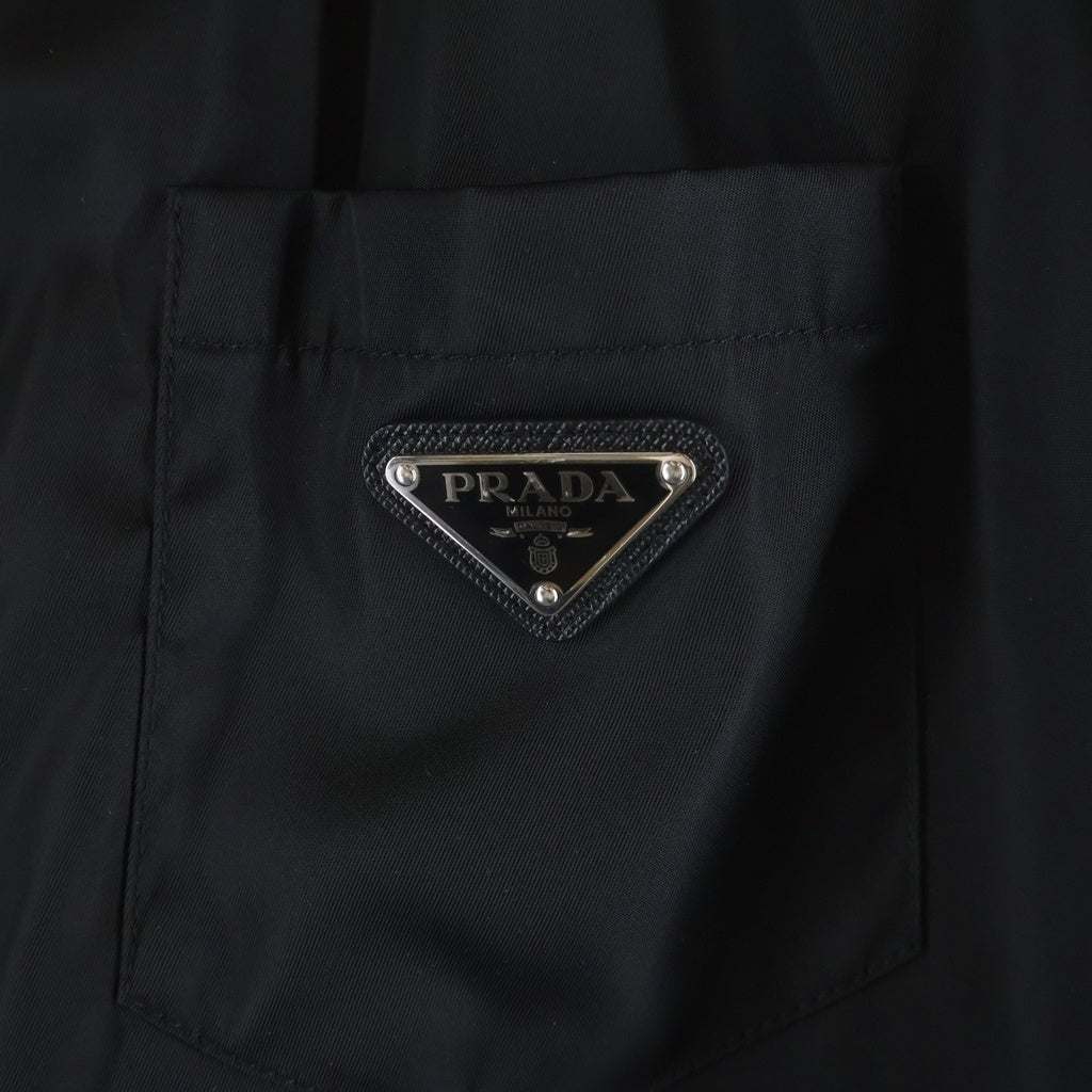 PRADA(プラダ) Re-Nylon リナイロン トライアングルロゴプレート ジップアップ コート ブラック レディース