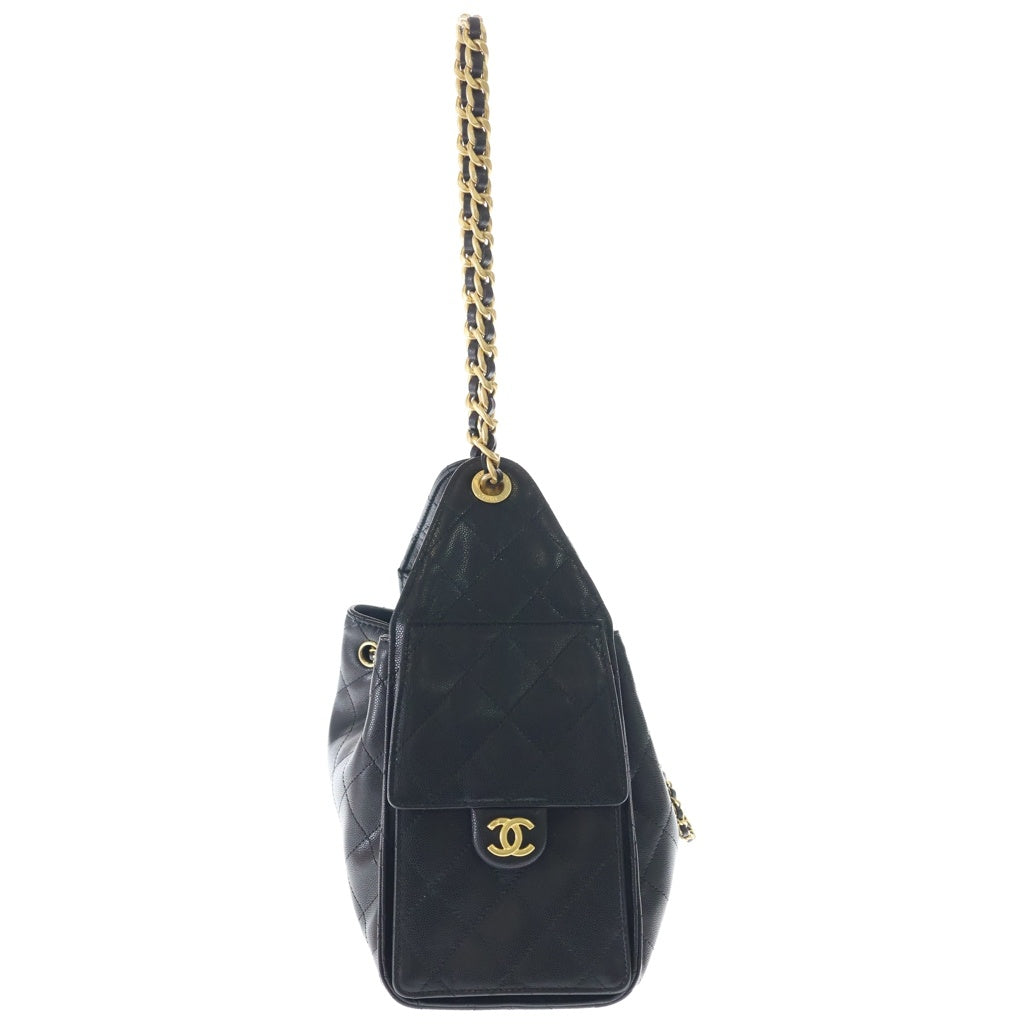 CHANEL(シャネル) シャネル25 スモール ブラック キャビアスキン ハンドバッグ ゴールド金具 AS5293 レディース