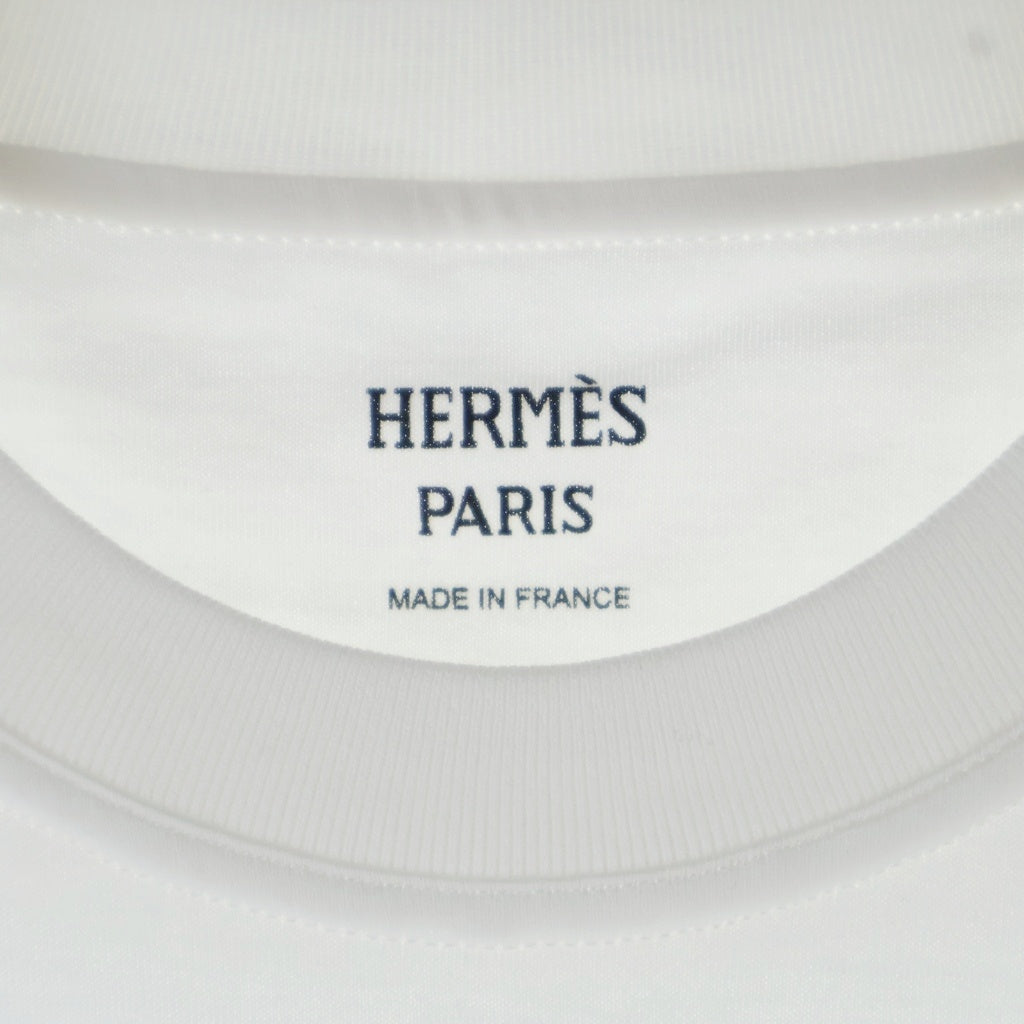 HERMES(エルメス) Hロゴ モザイク 刺繍 クルーネック 半袖Tシャツ