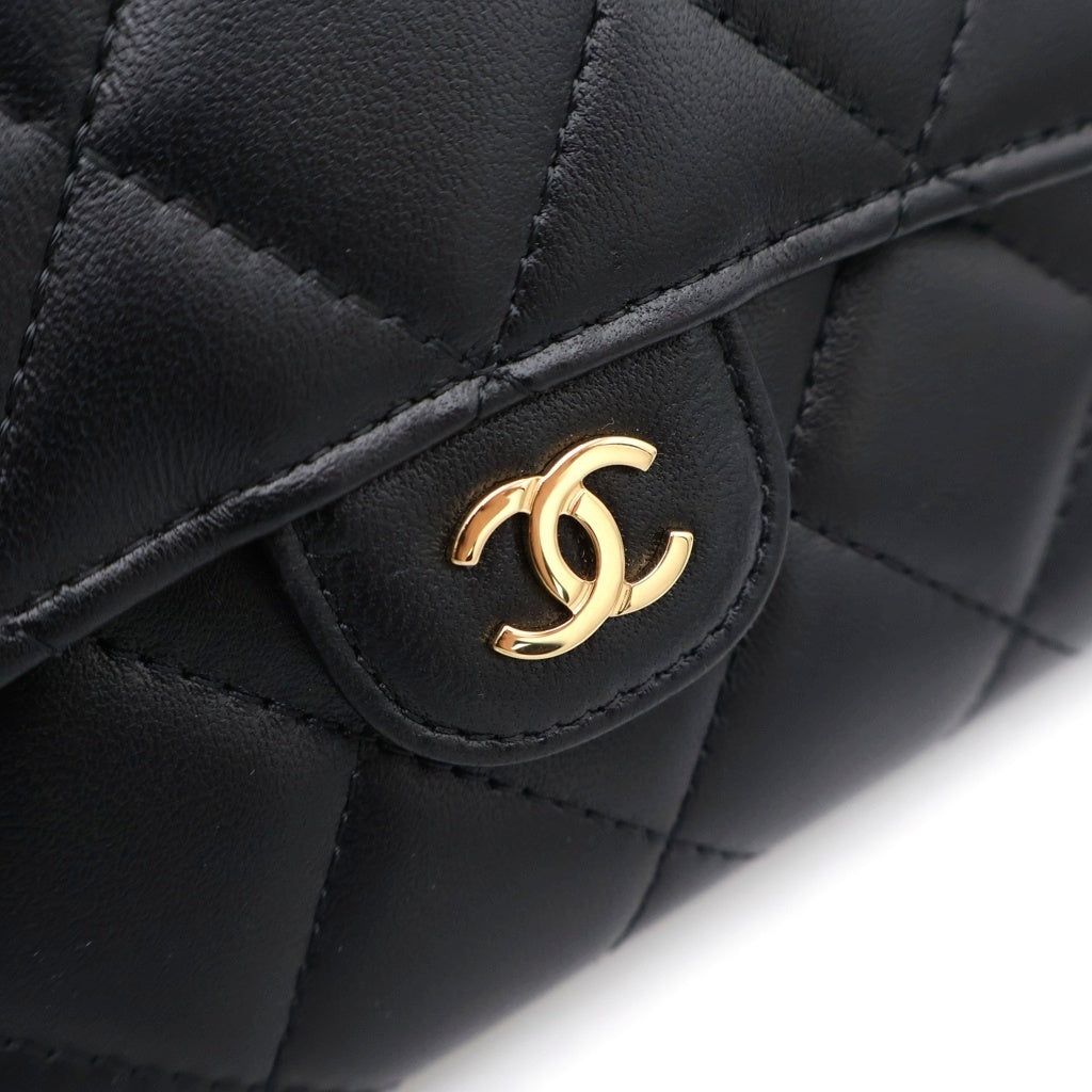 CHANEL(シャネル) マトラッセ ロングフラップ ウォレット 長財布 カードケース ブラック ラムスキン AP0241 ゴールド金具 レディース