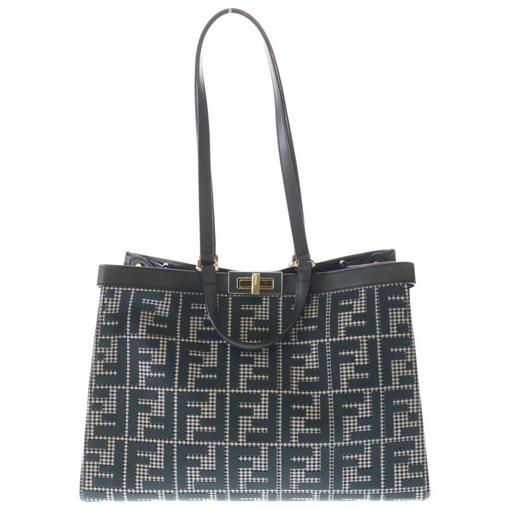 FENDI(フェンディ) ピーカブー ハンドバッグ トートバッグ ダークグレー レザー 8BH374 ゴールド金具 レディース