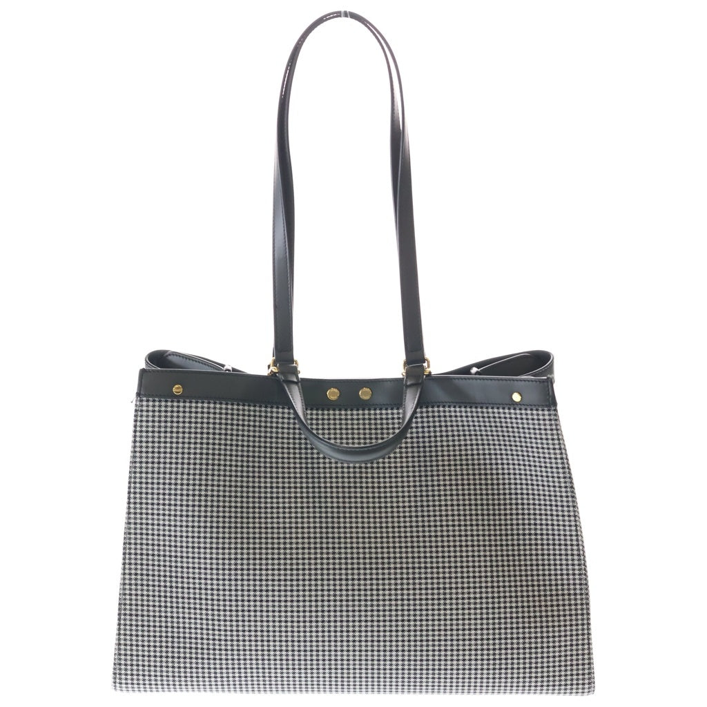 FENDI(フェンディ) ピーカブー ハンドバッグ トートバッグ ダークグレー レザー 8BH374 ゴールド金具 レディース