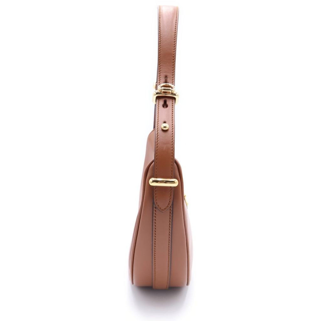 PRADA(プラダ) アーケ ワンハンドルショルダーバッグ ハンドバッグ ブラウンコニャック レザー×ナイロン 1BC194 ゴールド金具 レディース