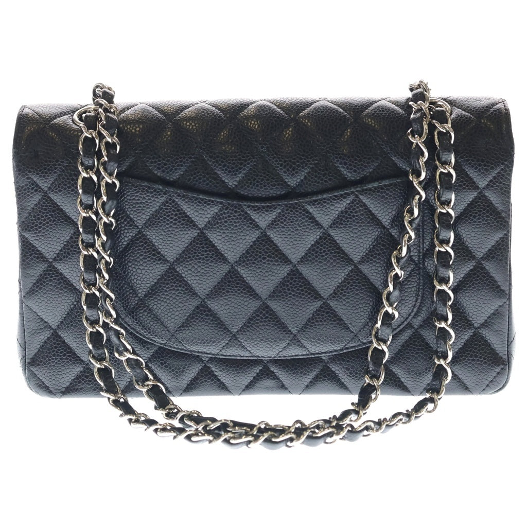 CHANEL(シャネル) マトラッセ25 Wフラップ Wチェーンショルダーバッグ ハンドバッグ ブラック キャビアスキン シルバー金具 レディース