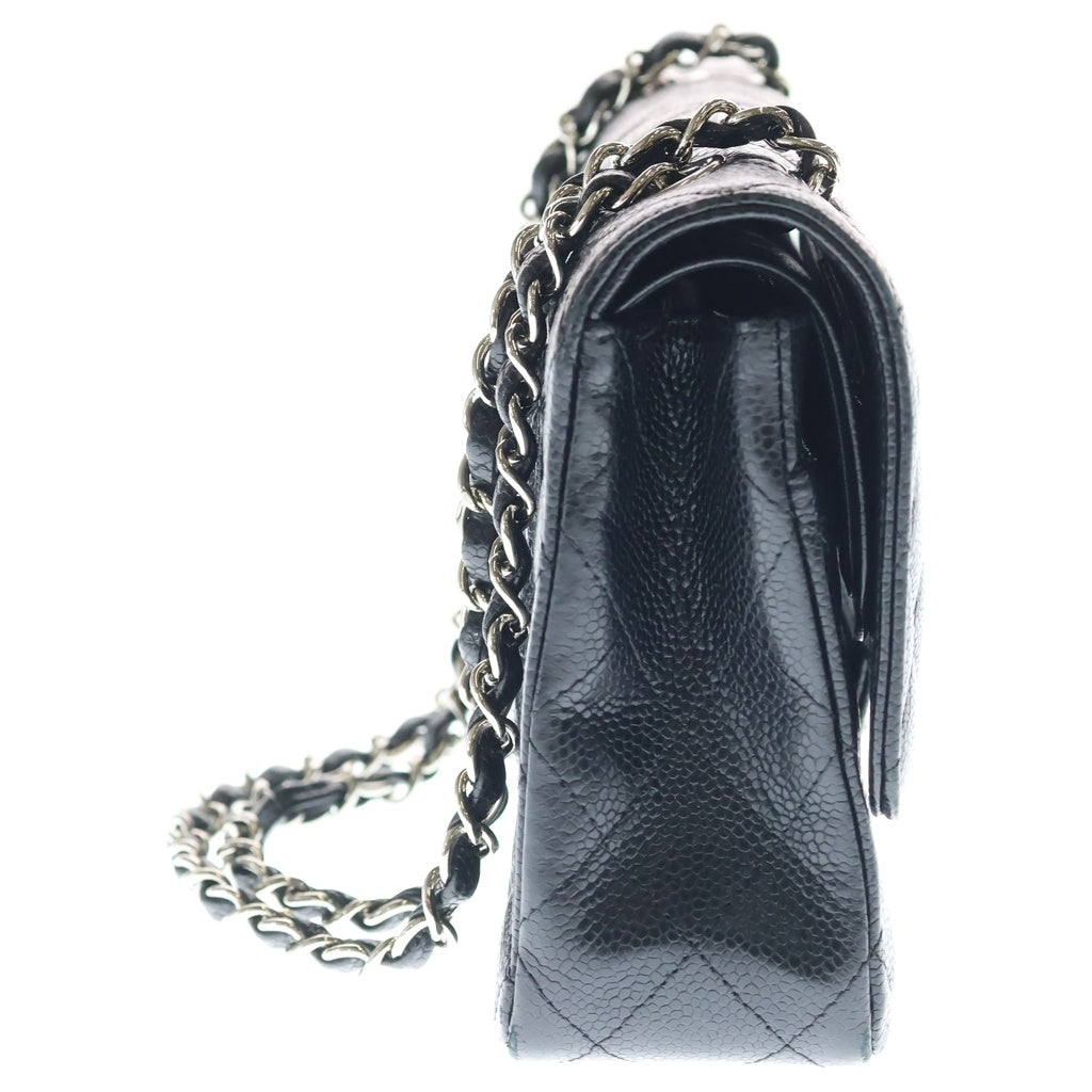 CHANEL(シャネル) マトラッセ25 Wフラップ Wチェーンショルダーバッグ ハンドバッグ ブラック キャビアスキン シルバー金具 レディース