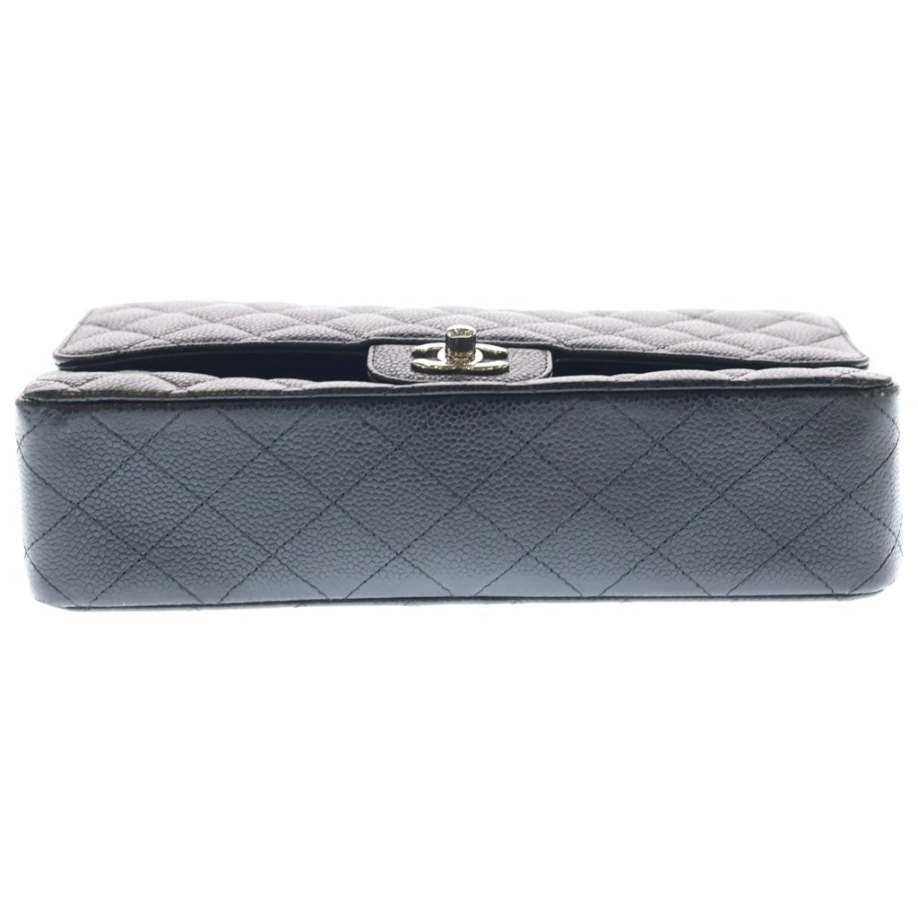 CHANEL(シャネル) マトラッセ25 Wフラップ Wチェーンショルダーバッグ ハンドバッグ ブラック キャビアスキン シルバー金具 レディース