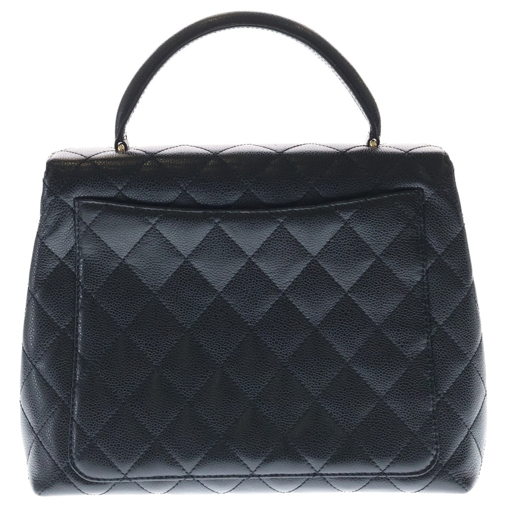 CHANEL(シャネル) マトラッセ トップハンドル30 ハンドバッグ ブラック キャビアスキン A12397 ゴールド金具 レディース