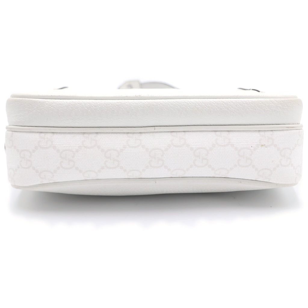 GUCCI(グッチ) GGスプリーム クロスボディバッグ ショルダーバッグ ホワイト PVC×レザー 795464 シルバー金具 レディース