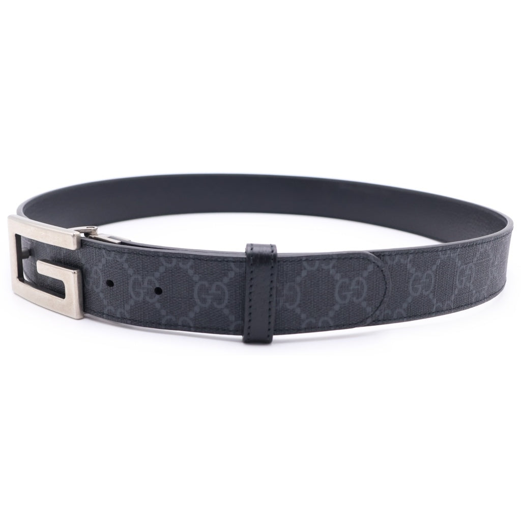 GUCCI(グッチ) スクエアG リバーシブルレザーベルト ブラック シルバー金具