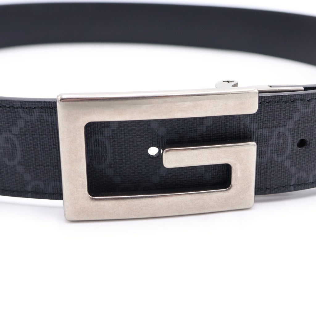 GUCCI(グッチ) スクエアG リバーシブルレザーベルト ブラック シルバー金具