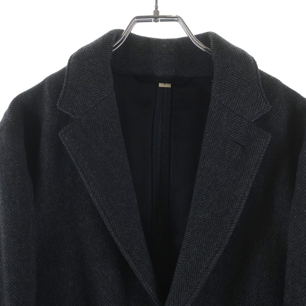 BURBERRY(バーバリー) ヘリンボーン ウール 3B チェスターコート グレー 4023370