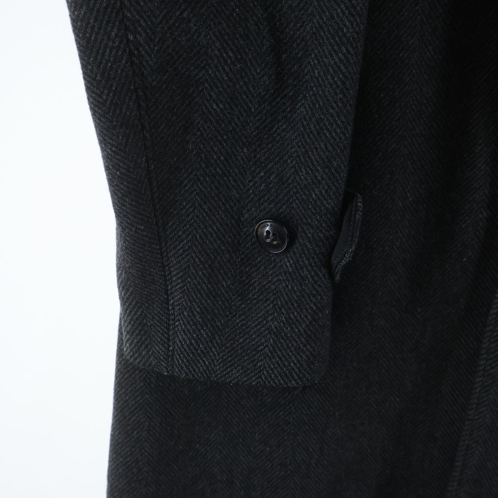BURBERRY(バーバリー) ヘリンボーン ウール 3B チェスターコート グレー 4023370