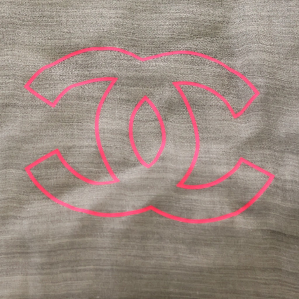CHANEL(シャネル) ココマークプリント シルク混 カシミヤ ストール グレー レディース