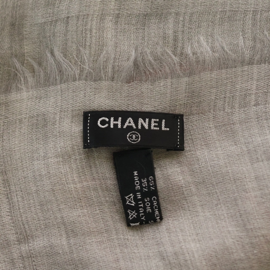 CHANEL(シャネル) ココマークプリント シルク混 カシミヤ ストール グレー レディース