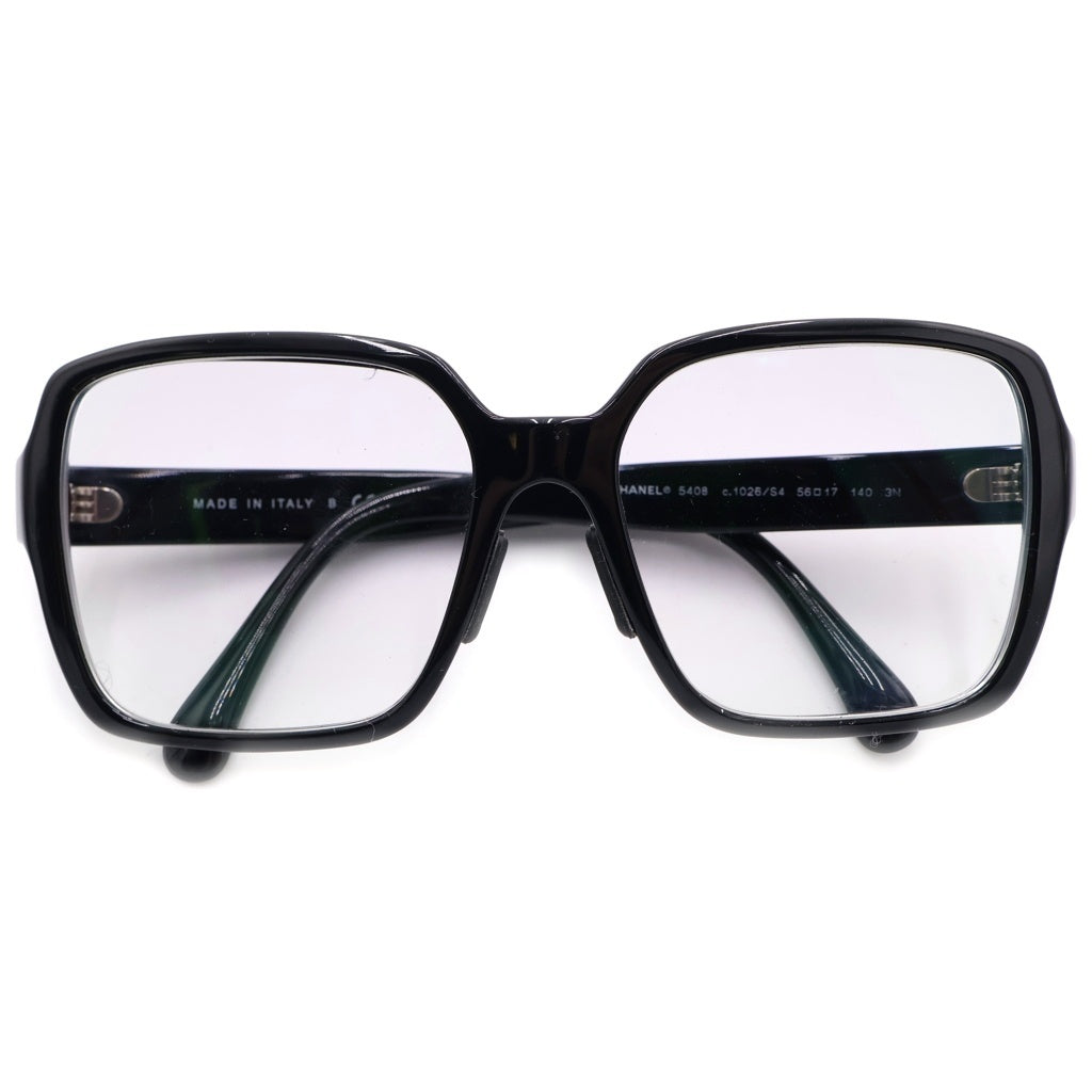 CHANEL(シャネル) テンプルロゴ スクエアフレーム カラーレンズ サングラス メガネ 眼鏡 アイウェア ブラック CH5408 c.1026/S4 ※度入り