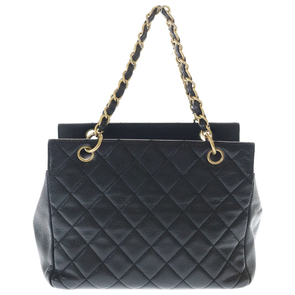 CHANEL(シャネル) マトラッセ プチタイムレス チェーントートバッグ ハンドバッグ ブラック キャビアスキン A18004 ゴールド金具 レディース