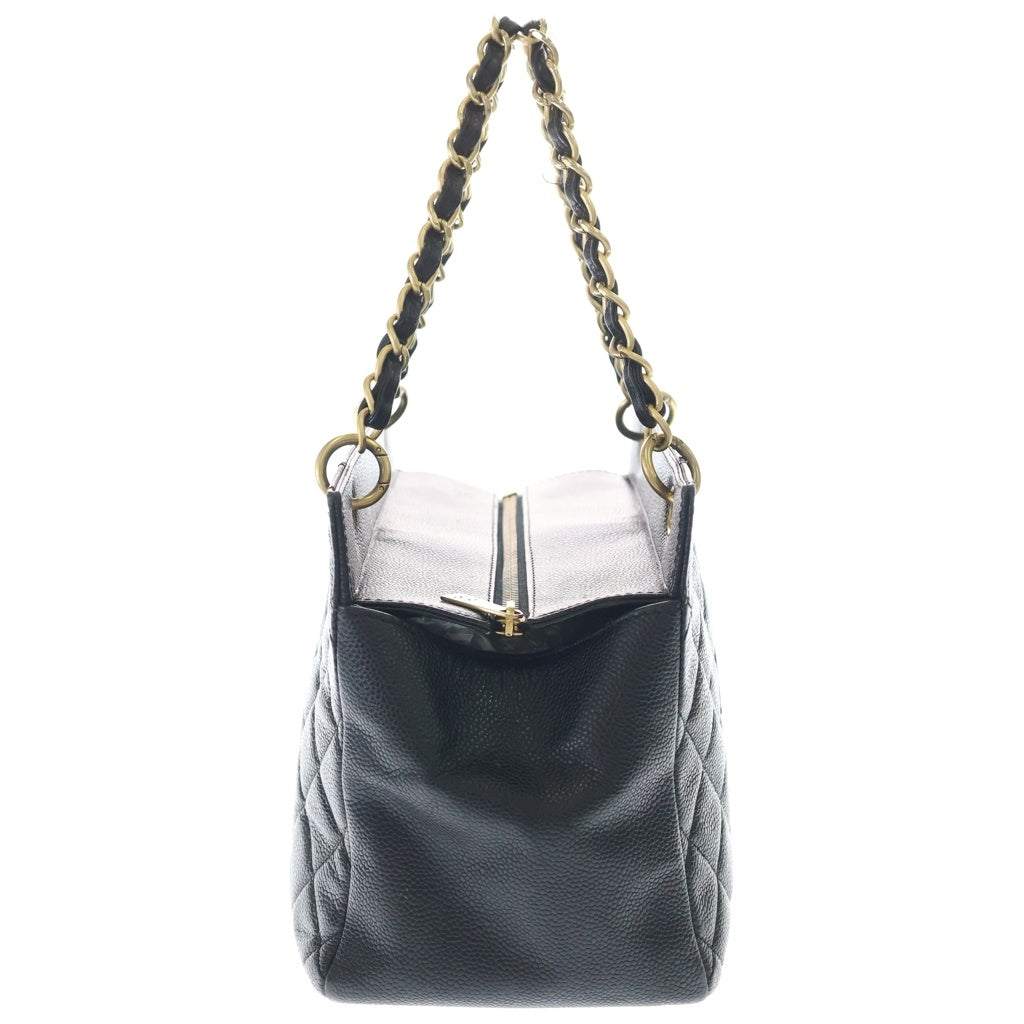 CHANEL(シャネル) マトラッセ プチタイムレス チェーントートバッグ ハンドバッグ ブラック キャビアスキン A18004 ゴールド金具 レディース