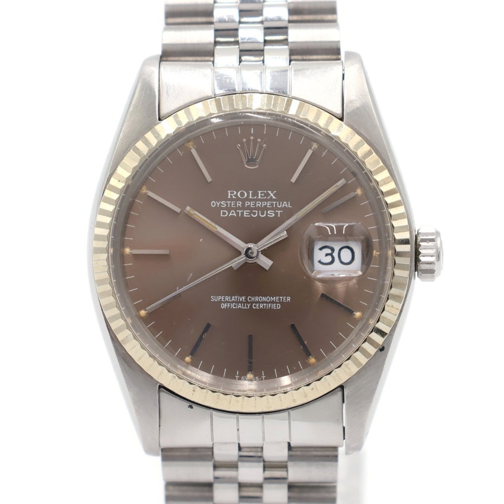 ROLEX(ロレックス) デイトジャスト グレー文字盤 SS×WG/AT ステンレス×ホワイトゴールド オートマ 自動巻き 腕時計 16014