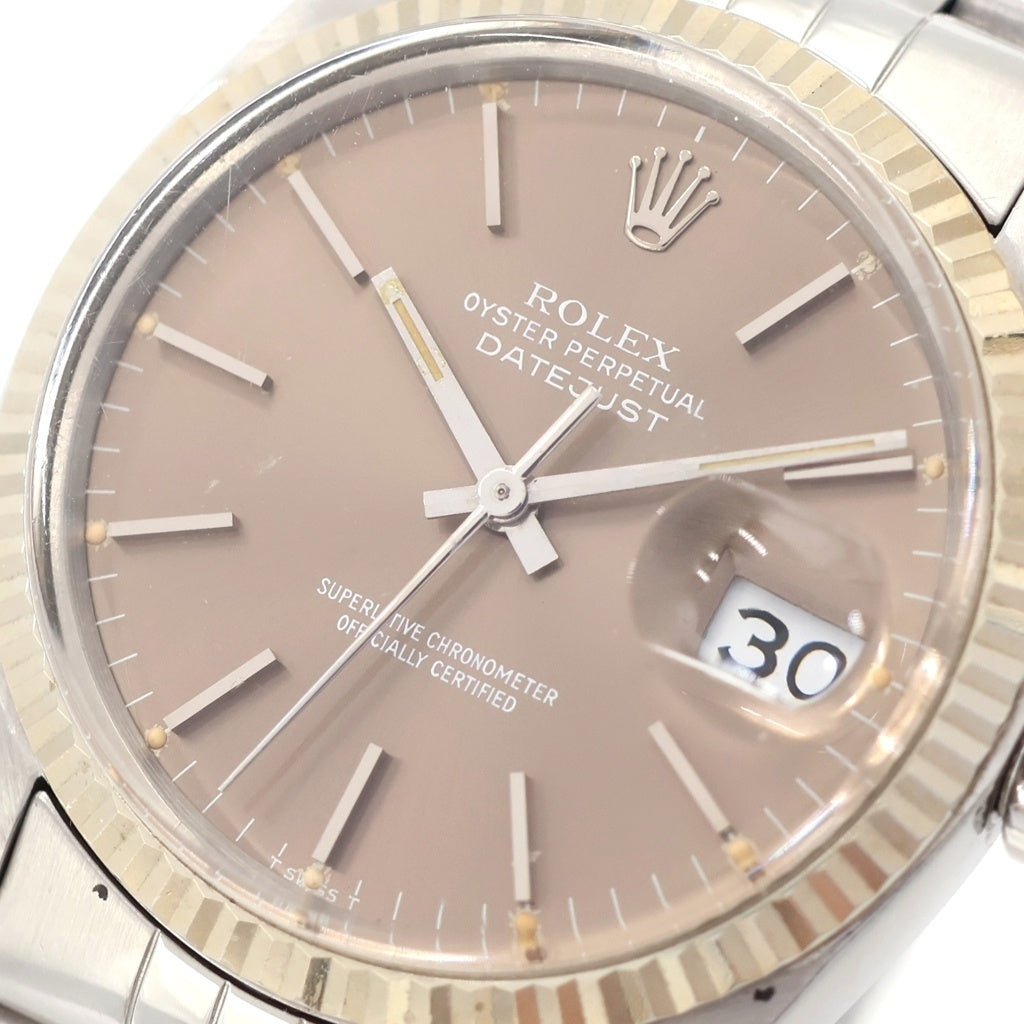 ROLEX(ロレックス) デイトジャスト グレー文字盤 SS×WG/AT ステンレス×ホワイトゴールド オートマ 自動巻き 腕時計 16014