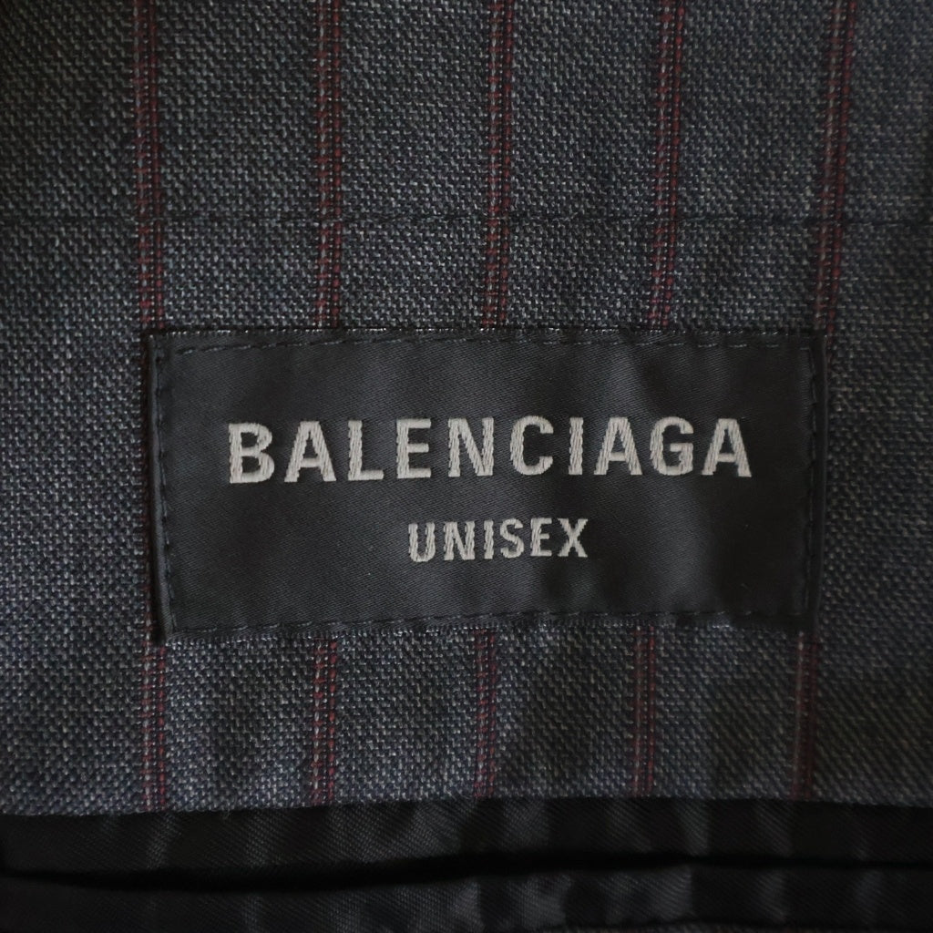 BALENCIAGA(バレンシアガ) Pinstripe Tailoring Wool Deconstructed DB Jacket ピンストライプ総柄 デコンストラクテッド ダブルブレスト テーラードジャケット 768745 TPT05