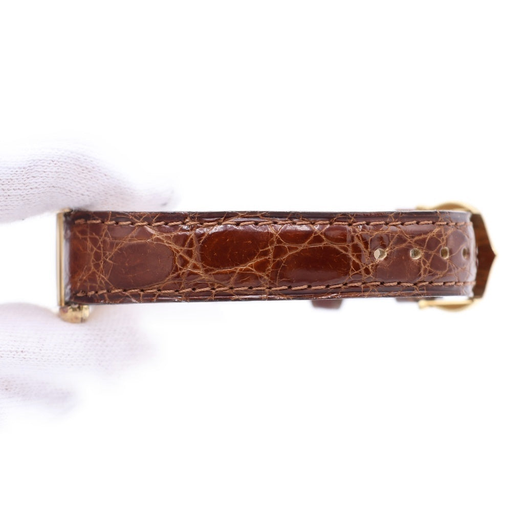 Cartier(カルティエ) マストタンクSM シルバーギルト アイボリー文字盤 レザーベルト クォーツウォッチ 腕時計 ゴールド/ブラウン W1003153 レディース